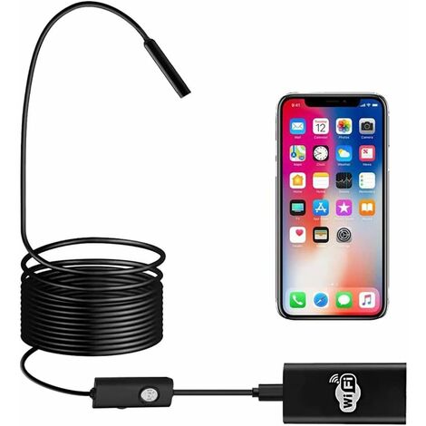 MINKUROW Endoskop WLAN-Inspektionskamera Megapixel Hd Endoskopkamera halbstarre flexible Inspektionskameras mit 5 m Kabel kompatibel mit iOS/Android/Tablet/Windows (Schwarz) (1/3)