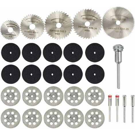 MINKUROW Mini-Diamantblätter, Hss-Kreissägeblatt und Harztrennscheibe 22/25/32/35/44 mm für Holz, Glas, Kunststoff, Stein, Metall (30-teiliges Set) (1/5)