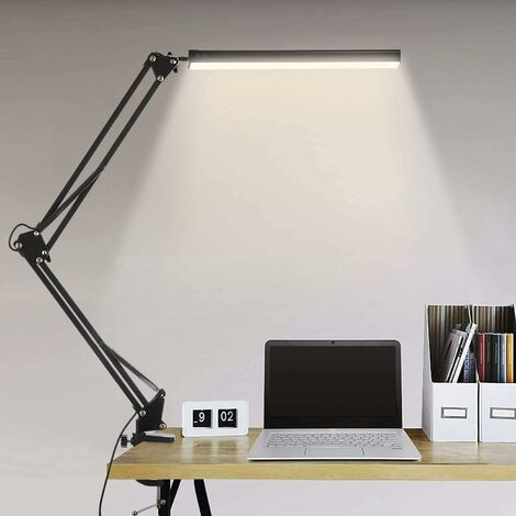 MINKUROW LED-Schreibtischlampe, 360 Grad verstellbare drehbare Schreibtischlampe, Kipphebel mit Metallhalterung, flimmerfreies Anti-Blau-Licht, mehrere Beleuchtungsmodi und Helligkeit (1/5)