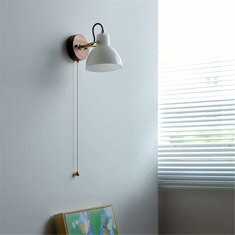 MINKUROW Nordic Pull Chain Switch Wandleuchte Nussbaum + Glasschirm, modernes verstellbares Licht Wohnzimmer Dekor Lampe Schlafzimmer Nachttisch Wandleuchte (1/5)