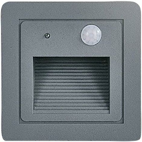 MINKUROW IP65 Wasserdichte LED-Einbauleuchte für den Außenbereich, Pir-Bewegungssensor, Treppenwand, Stehlampe, warmes Licht (Grau) (1/5)