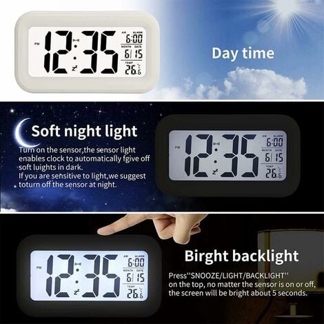 Smart Nachtlicht Digital Wecker mit Innentemperatur, batteriebetriebener  Schreibtisch kleine Uhr