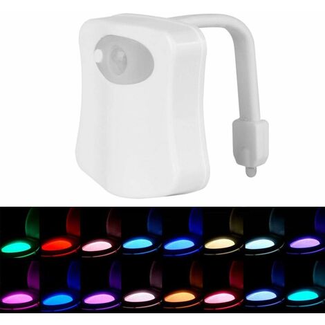 MINKUROW Toilettenlampe, einfache automatische Doppelsensor-Toilettenabdeckungsleuchte, für Badezimmer-WC 16 Farben (1/5)