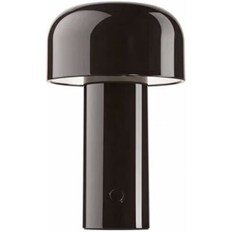 MINKUROW LED-Tischlampe, wiederaufladbar, kreativer Pilz, 3 W, 3 Beleuchtungsstufen, Metall-Nachtlicht (schwarz) (1/5)