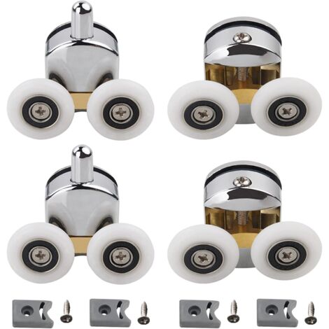 MINKUROW 4 Duschtürrollen, Ersatz-Doppelrollen, für DIY 4–6 mm Glas, 25 mm Durchmesser (2 obere Rollen und 2 untere Rollen) (1/5)