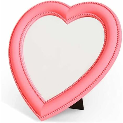 MINKUROW Schminkspiegel in Herzform – Schlafzimmer Schminktisch Dekoration – Rosa – 26,9 cm breit (1/5)