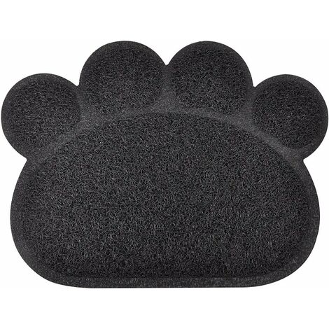 MINKUROW Katzentoilette, 2 Stück hochwertige große Katzentoilette, PVC-Material, niedliche Katzenpfotenform, wasserdicht und langlebig, leicht zu reinigen, rutschfest, schwarz (1/4)