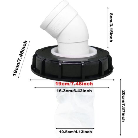 Mizikuu IBC Deckelfilter 163mm - Nylon Regenwasserfilter Mit 90° Bogen Für Wassertanks
