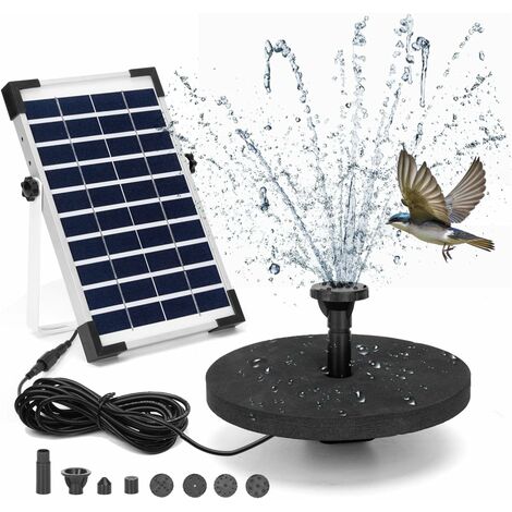 W Solarbrunnen Gartenteich im Freien Batteriebetriebene Vogelpumpe Schwimmender Solarbrunnen mit 6 Brunnenstilen für Gärten, Wasserspiele (1/5)