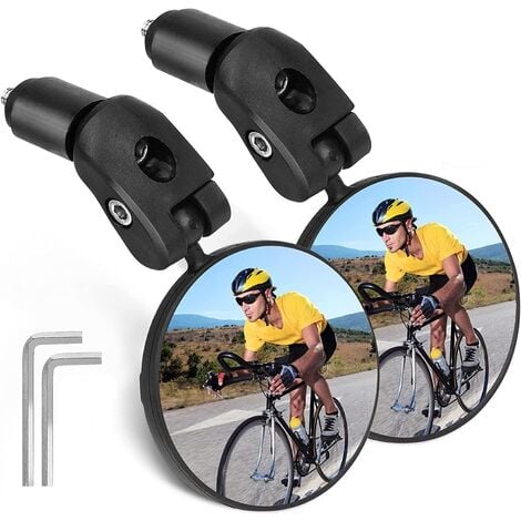 MINKUROW Fahrrad-Rückspiegel, 2 Stück Fahrrad-Rückspiegel, 360°  verstellbarer konvexer Spiegel, Fahrrad-Rückspiegel, verstellbarer,  drehbarer, am