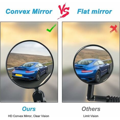 MINKUROW Fahrrad-Rückspiegel, 2 Stück Fahrrad-Rückspiegel, 360°  verstellbarer konvexer Spiegel, Fahrrad-Rückspiegel, verstellbarer,  drehbarer
