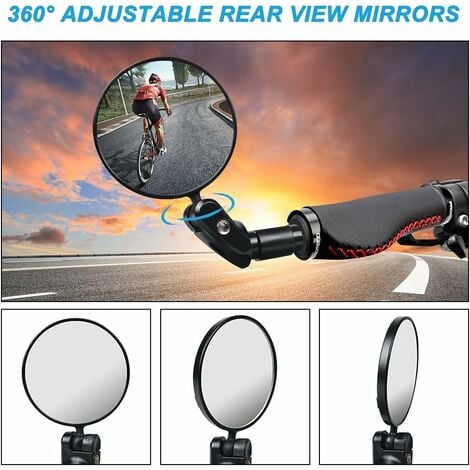 MINKUROW Fahrrad-Rückspiegel, 2 Stück Fahrrad-Rückspiegel, 360°  verstellbarer konvexer Spiegel, Fahrrad-Rückspiegel, verstellbarer,  drehbarer