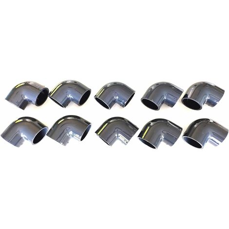 Set mit 10 grauen PVC-Rohrverschraubungen, Durchmesser 50 mm (DN40) (1/3)