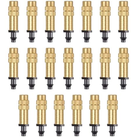 20 Stück verstellbare Nebeldüsen, Messing-Bewässerungssprinkler, Zerstäuberdüse, Tropfbewässerungssprinkler, Messingdüse für Gewächshaus-/Garten-/Rasenbewässerung (1/5)