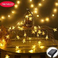 MINKUROW Solar-Lichterkette im Freien, 7 m, 50 LED-Sternenlicht, wasserdicht, warmweiß, 8 Modi, wasserdichte Lichterkette im Freien, Dekoration für Garten, Bäume, Terrasse, Weihnachten, Hochzeiten, Pa
