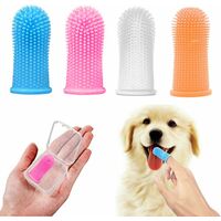 MINKUROW Hundezahnbürste, Fingerzahnbürsten-Set (4er-Pack), vollständig umwickelte Borsten, leicht zu reinigende Zähne, Zahnpflege für Welpen, Katzen und kleine Haustiere