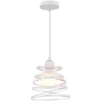 MINKUROW Pendelleuchte Moderne kreative Kronleuchter-Lampe Cascading Spiral Design Deckenleuchte mit Vintage-Rattan-Kugel Metall E27 Pendelleuchte für Schlafzimmer Wohnzimmer Küche, Weiß, 20 x 15 cm