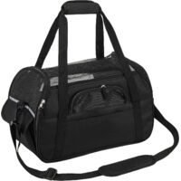 MINKUROW Hand- oder Schulter-Katzentragetasche für Welpen, Kätzchen, Katzentragekorb für Reisen mit dem Flugzeug, Zug, Auto, Flugzeug, zugelassen ((43 x 20 x 29 cm) Schwarz)