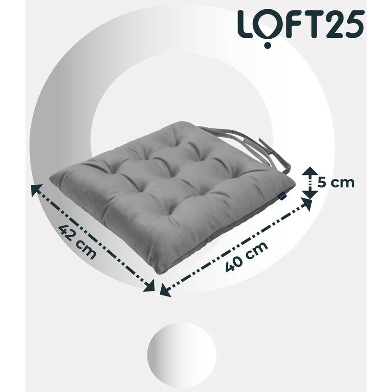Coussin de siège Loft 25 avec ruban - coussin de chaise pour intérieur et  extérieur 