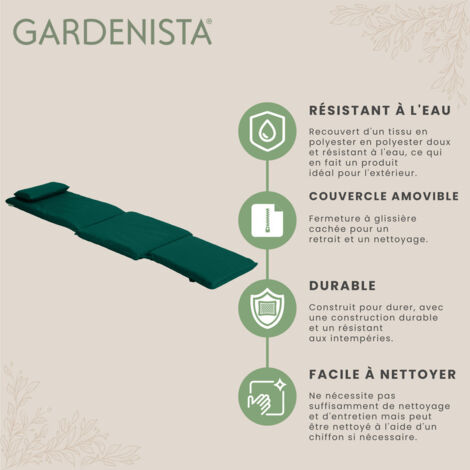 Coussin De Chaise Coussin Matelas Pour Chaise Fauteuil Transat De Jardin Terrasse -Vert - Jardin