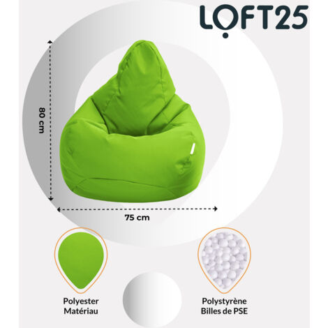 Loft 25 pouf gaming, pour le salon, l'extérieur et l'intérieur,  imperméable, fauteuil gamer, cerise