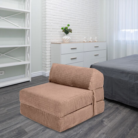 Loft 25 Lit Z simple pliable | Matelas en forme de Z pliable en velours | Pour invités de salon, chambre à coucher | Canapé-fauteuil confortable durable et léger | Pouf futon