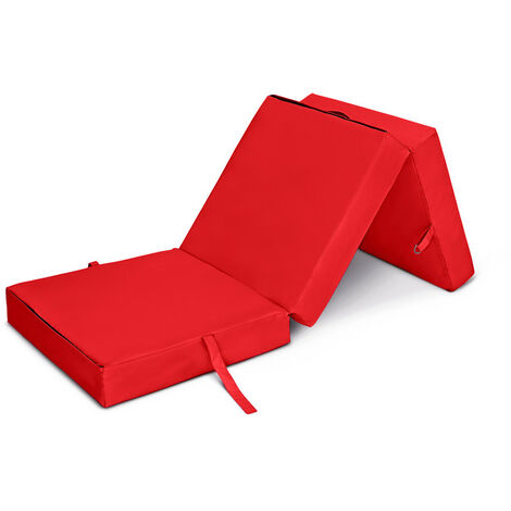 Matelas pliant de voyage Matelas d'appoint pliable Lit futon Pouf pliant  avec housse 190x70x10 cm Rouge