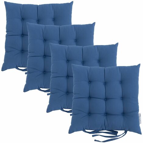 Betz Stuhlkissen mit Bändern - Sitzkissen für Außen oder Innen Größe 40 cm  x 40 cm weich gefüllt
