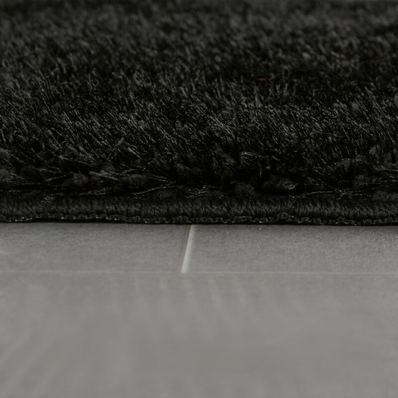 Paco Home Moderno Pelo lungo Bagno tappeto Monocolore Tappetino da bagno  Antiscivolo Nero 40x55 cm