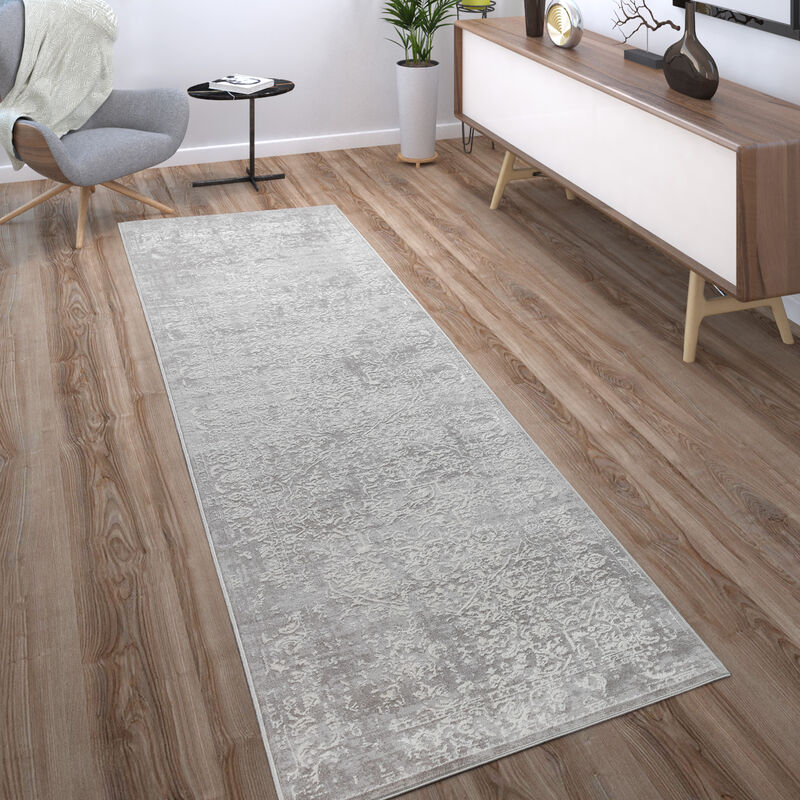 Paco Home Tappeto Salotto Pelo Corto Effetto 3D Motivo Orientale Ornamenti  Grigio Crema 60x100 cm