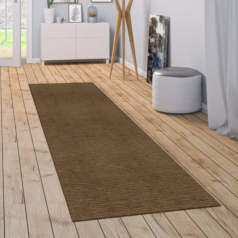 Paco Home Tappeto Interno Esterno Tappeto Cucina Design Monocolore Sisal  Moderno Marrone 60x110 cm