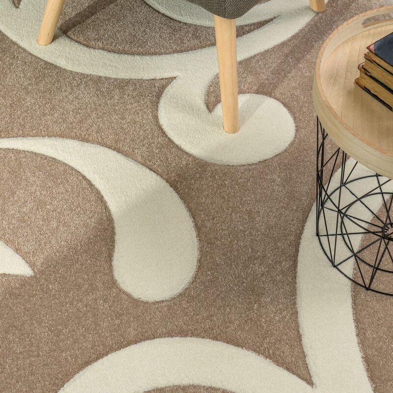 Paco Home Tappeto Di Design Orlo Modello A Quadri Nei Colori Marrone Beige  Crema, Dimensione:120x170 cm