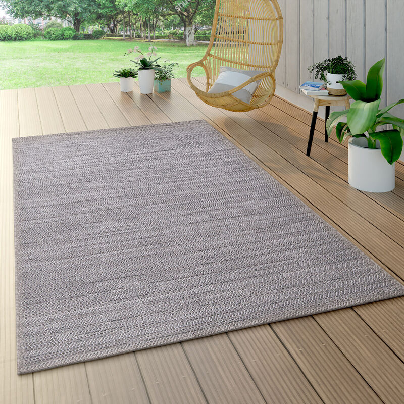 Paco Home Tappeto Per Esterno Sisal Con Look Screziato A Righe Disegno Di  Natura Grigio 120x170 cm