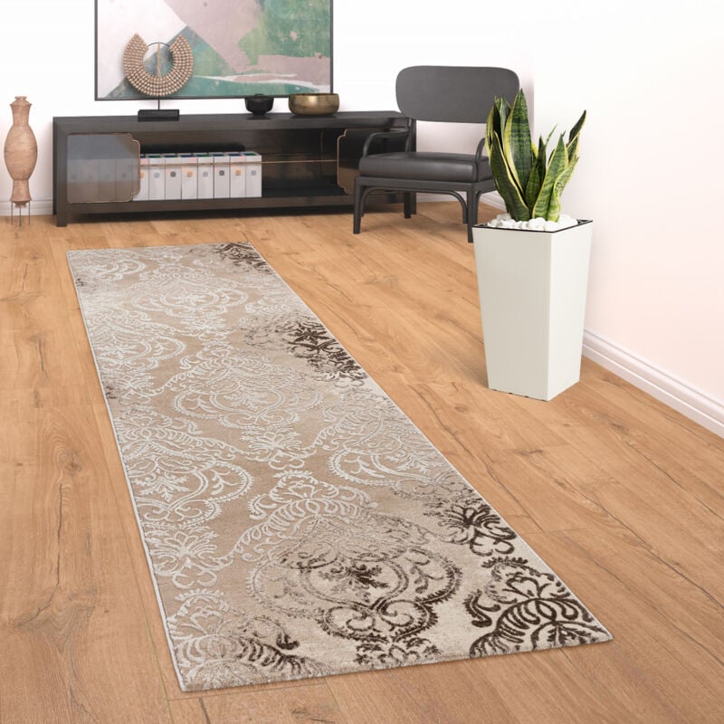 Paco Home Tappeto Di Design Moderno Oriente Motivo 3D Tappeto Per Soggiorno  Beige Crema 60x110 cm