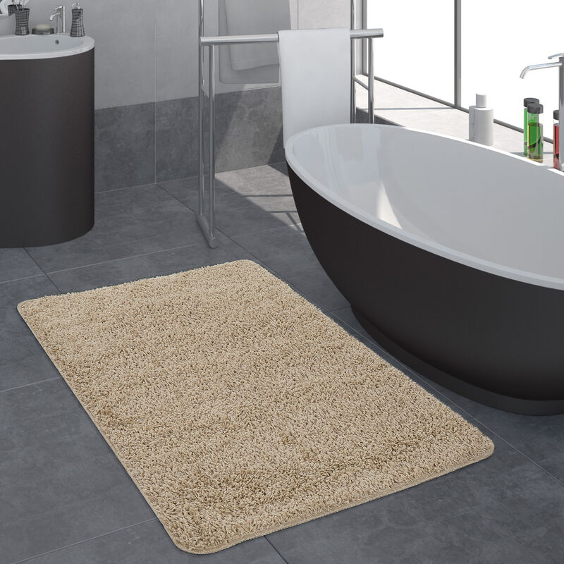 Paco Home Moderno Tappetino Bagno Tappeto Bagno Shaggy Morbido Soffice  Tinta Unita Grigio 40x55 cm