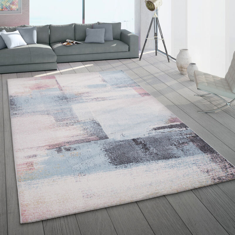 Paco Home Tappeto di Design Moderno Astratto Effetto Onde Taglio Sagomato  Grigio Turchese, Dimensione:80x150 cm