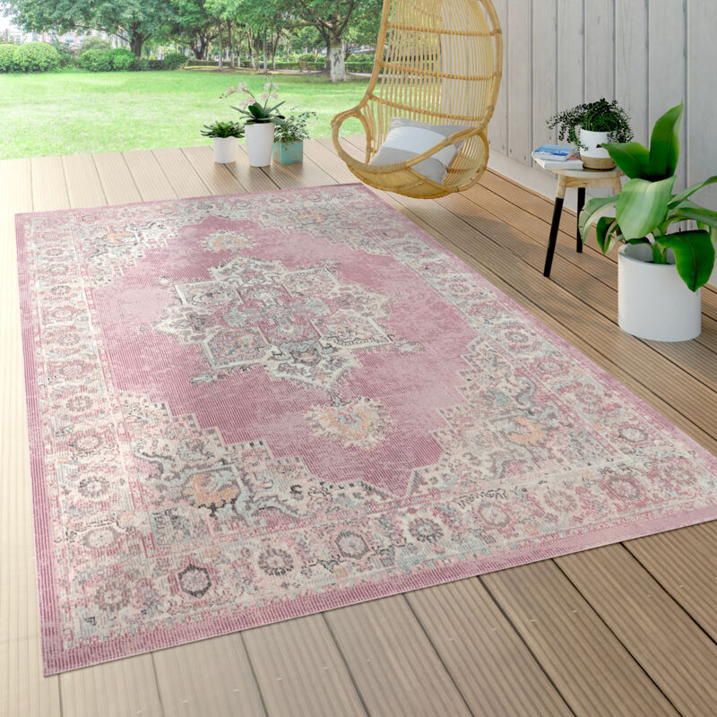 Paco Home Tappeto Per Esterno Terrazzo Cucina Marocco Motivo Ornamenti  Mandala Rosa 60x100 cm