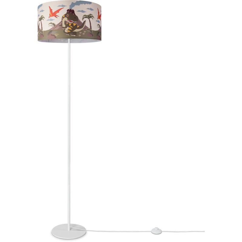 Paco Home Cameretta Bambini Tessuto Femmina Maschio Animali Giungla Leone  Design 3 (Ø38 cm), Lampada da terra a gamba singola - Bianca