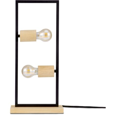Paco Home Lampada Tavolo Terra Vintage E27 Soggiorno Industriale Design Moderno LED Retrò Lampada da tavolo, Natura 1