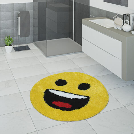 Paco Home Tappeto per stanza da bagno con motivo di Smiley Giallo