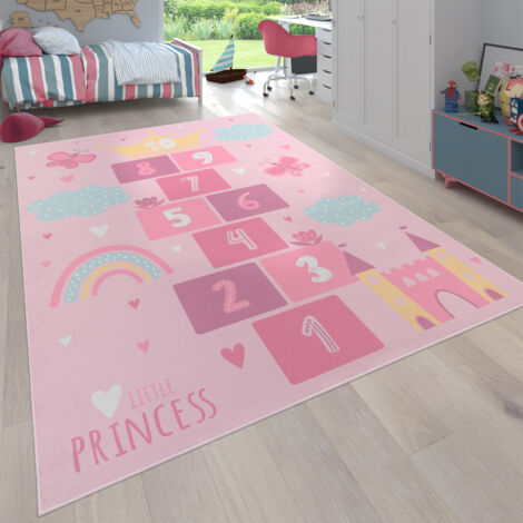 Paco Home Tappeto Bambini Cameretta Bambina Ragezzi Cuore Antiscivolo Pink  Rosa 80x150 cm