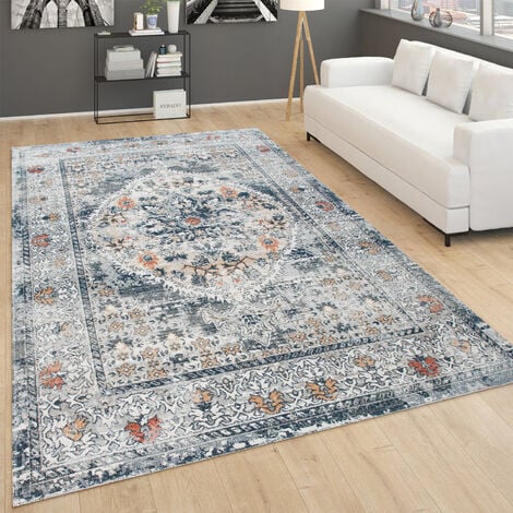 Paco Home Tappeto a tessuto liscio per il soggiorno, dal look orientale, in  diversi colori e grandezze 60x100 cm, Blu 2