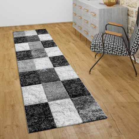 Paco Home Tappeto Salotto Pelo Corto Motivo Geometrico A Quadri Design 3D  Grigio Bianco 60x100 cm