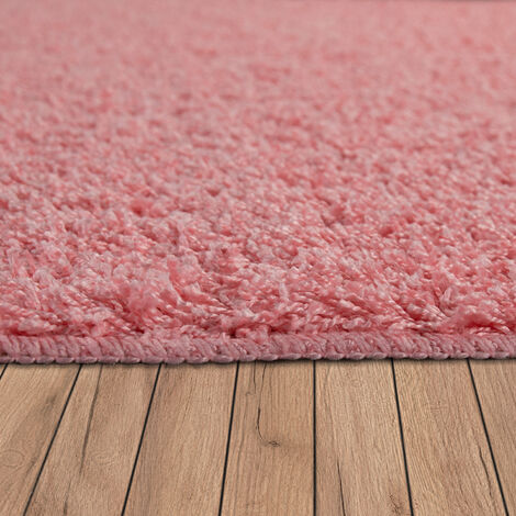 Paco Home Tappeto Soggiorno Pelo lungo Lavabile Shaggy Antiscivolo  Monocolore Rosa 140x200 cm