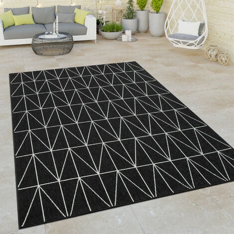 Paco Home Tappeto a pelo corto per interni ed esterni con design scandinavo  nel motivo geometrico 3D in nero 80x150 cm