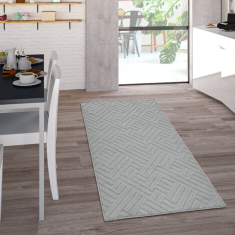 Paco Home Tappeto per interni ed esterni con tessuto piatto e design geometrico orientale a effetto 3D in grigio 160x230 cm