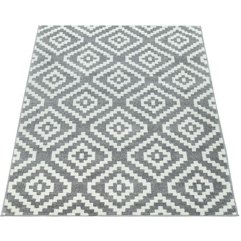 Tappeto Moderno Jiyuhang Grigio 140x200 Cm - Morbido, Antiscivolo, Con Rombi Geometrici, Lavabile In Lavatrice - 3