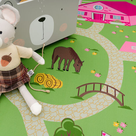 Paco Home Tappeto per bambini, Tappeto da gioco per camere dei bambini,  Paesaggio e cavalli, In