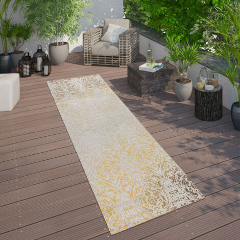 Paco Home Tappeto per interni ed esterni, motivo orientale, giallo crema 80x150 cm