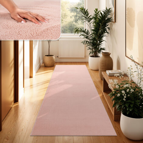 Paco Home Tappeto Moderno per Soggiorno a Pelo Corto Lavabile Morbido Uni Effetto Pelliccia Antiscivolo 60x100 cm, Rosa